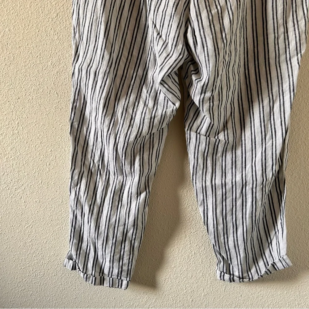 H&M 100% Linen Stripe Drawstring waist Pants Women size 18 NWT